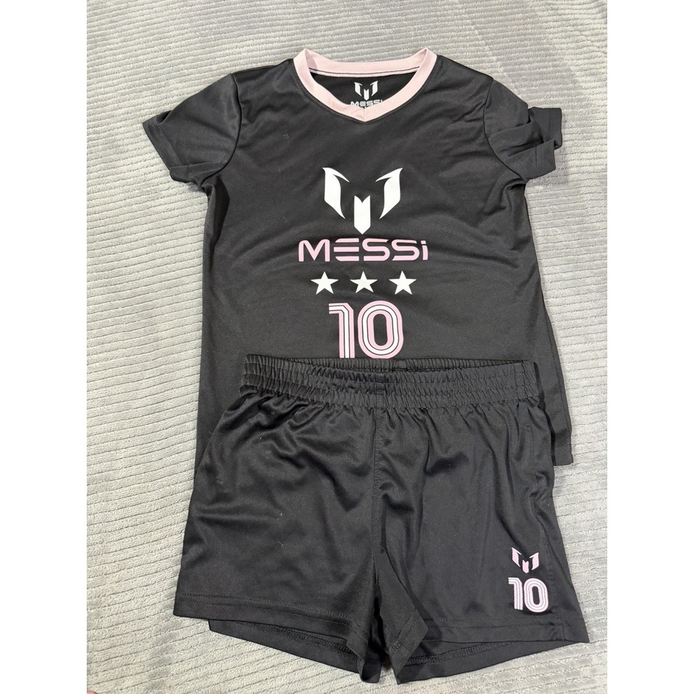 MLS Inter Miami Lionel Messi #10 Pink Kids Soccer Black Shorts Small 8